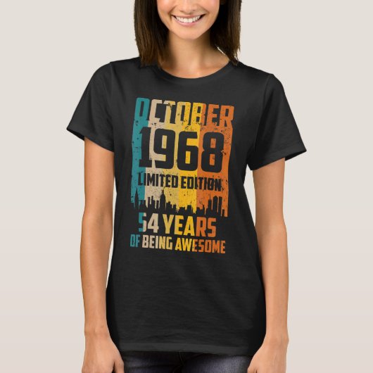1968年10月素晴らし54日誕生日54年 Tシャツ (正面)