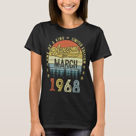1968年3素晴らし月55日生以来55歳 Tシャツ (正面)
