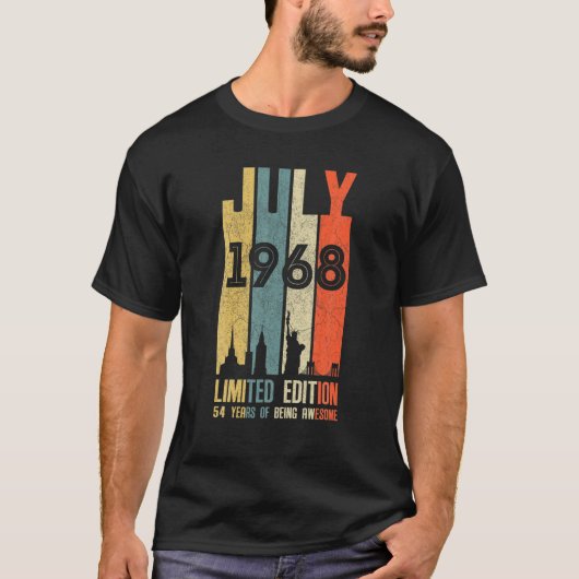 1968年7月54日誕生日54歳1968年誕生日6世 Tシャツ (正面)