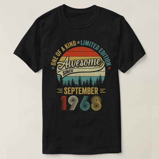 1968年9月ヴィンテージ55歳レトロ55th Bir Tシャツ (デザイン正面)