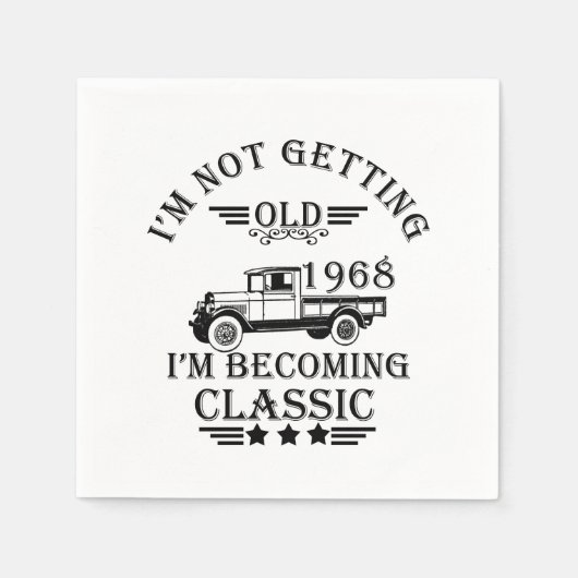 1968生まれ年のヴィンテージ誕生会 スタンダードカクテルナプキン (正面)