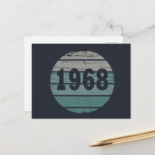 1968生まれ年のヴィンテージ誕生日ギフト シーズンポストカード (正面/裏面インサイチュ)
