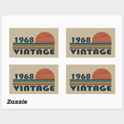 1968生まれ年のヴィンテージ誕生日 長方形シール (シート)