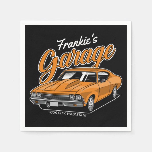 1968 パーソナライズされた 396クラシックマッスルカーガレージ スタンダードカクテルナプキン (正面)