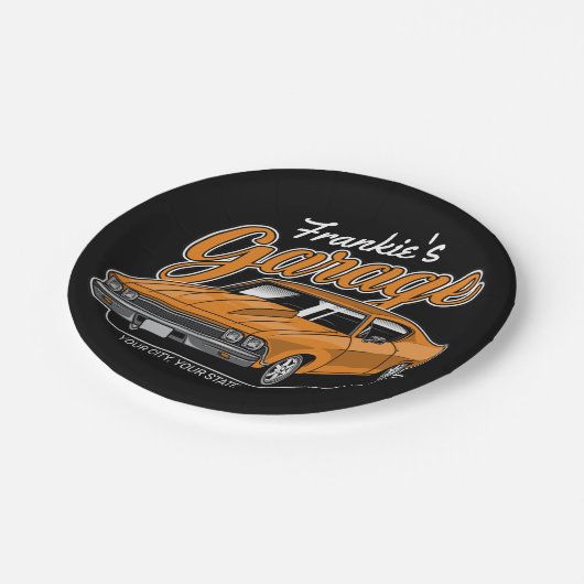 1968 パーソナライズされた 396クラシックマッスルカーガレージ ペーパープレート (アングル)