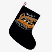 1968 パーソナライズされた 396クラシックマッスルカーガレージ ラージクリスマスストッキング (正面 (吊り時))