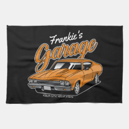 1968 パーソナライズされた 396クラシックマッスルカーガレージTh キッチンタオル