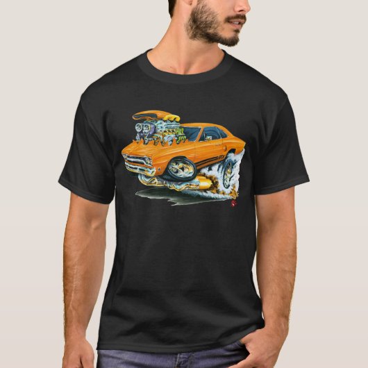 1968-69年のプリマスGTXのオレンジ車 Tシャツ (正面)