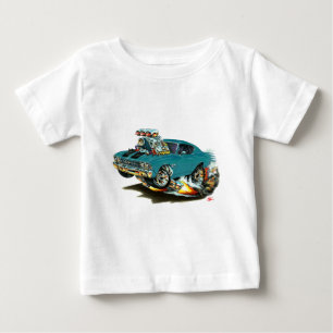 1968-69年のChevelleのティール(緑がかった色)黒い車 ベビーTシャツ