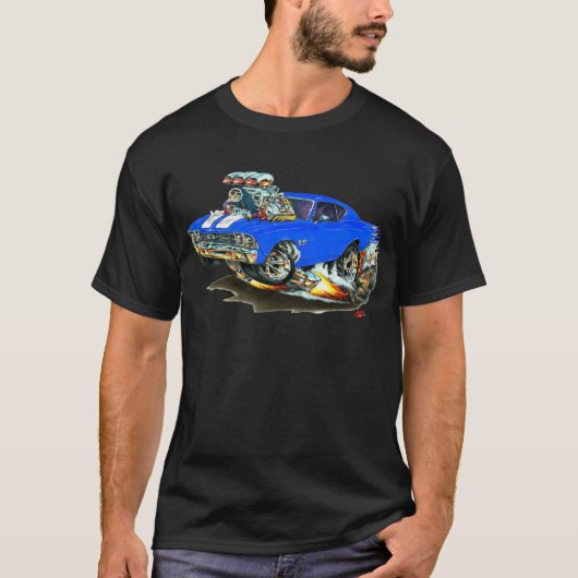 1968-69年のChevelleの青く白い車 Tシャツ (正面)