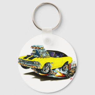 1968-69年のChevelleの黄色黒い上車 キーホルダー