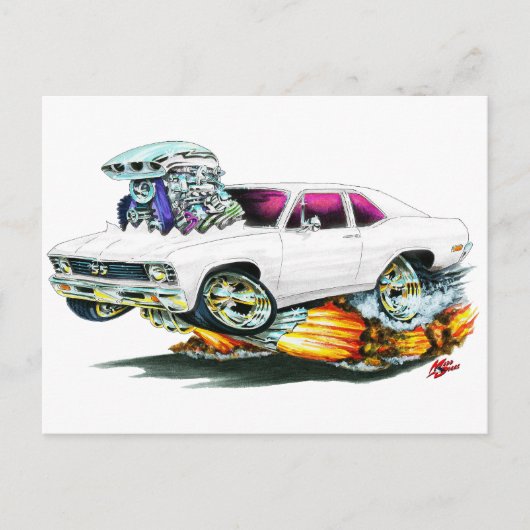 1968-70ノバホワイトカー ポストカード (正面)