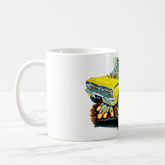 1968-71ごまかしの投げ矢の黄色車 コーヒーマグカップ (左)