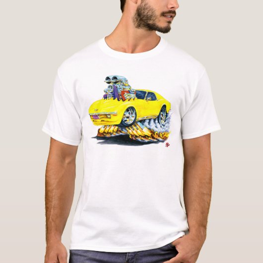 1968-72年のコルベットの黄色い車 Tシャツ (正面)