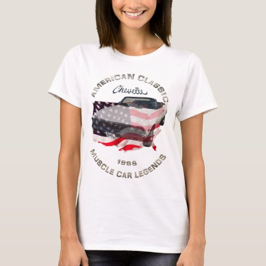 1968 Chevelle Chevy USA muscle car girl tank Tシャツ (正面)