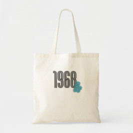 1968 Hippie Peace Signフラワーパワーアクア トートバッグ