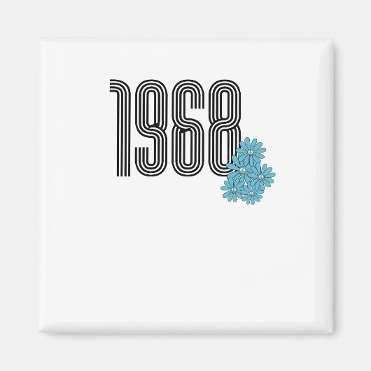 1968 Hippie Peace Signフラワーパワーアクア マグネット (正面)