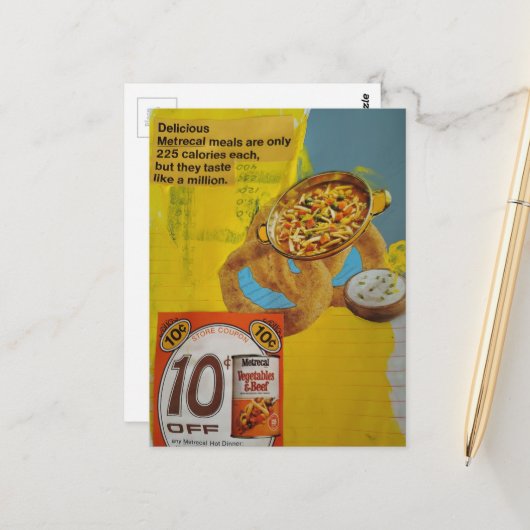 1968 meals coupon mixed media collage  ポストカード (正面/裏面インサイチュ)