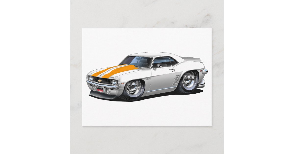 1969年のcamaro Ssの白オレンジ車 ポストカード Zazzle Co Jp