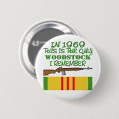 1969で唯一のWoodstock私はベトナムを覚えています 缶バッジ (正面&裏面)