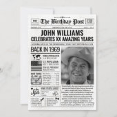 1969カスタム年新聞紙誕生日カードのトレンド シーズンカード (正面)