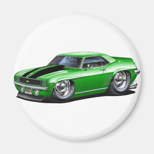 1969カマロ・グリーンブラック・カー マグネット (正面)