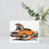 1969カマロSSオレンジ – ホワイトカー ポストカード (スタンド正面)