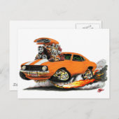 1969カマロSSオレンジ – ホワイトカー ポストカード (正面/裏面)