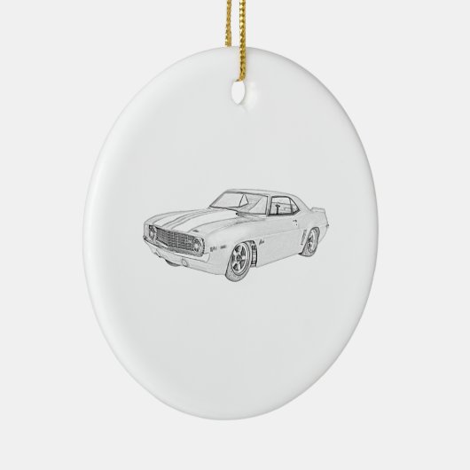 1969シボレーカマロペンシルスタイルイラストレーション セラミックオーナメント (右)