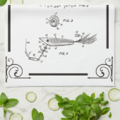 1969匹のパテントのスケッチの魚の魅惑の台所タオル キッチンタオル (折り畳み)