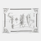 1969匹のパテントのスケッチの魚の魅惑の台所タオル キッチンタオル (横)