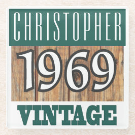 1969年の名前Glass Coasterヴィンテージ ガラスコースター