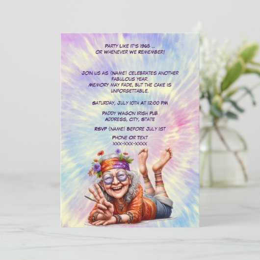 1969年の誕生日レトロ60sマイルストーンのようなパーティー 招待状 (スタンド正面)