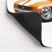 1969年のCamaroのオレンジ白の車 マウスパッド (コーナー)