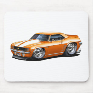 1969年のCamaroのオレンジ白の車 マウスパッド