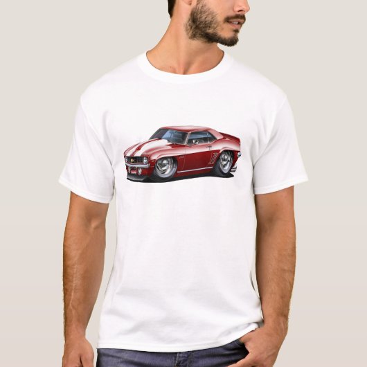 1969年のCamaro SSのあずき色白の車 Tシャツ (正面)