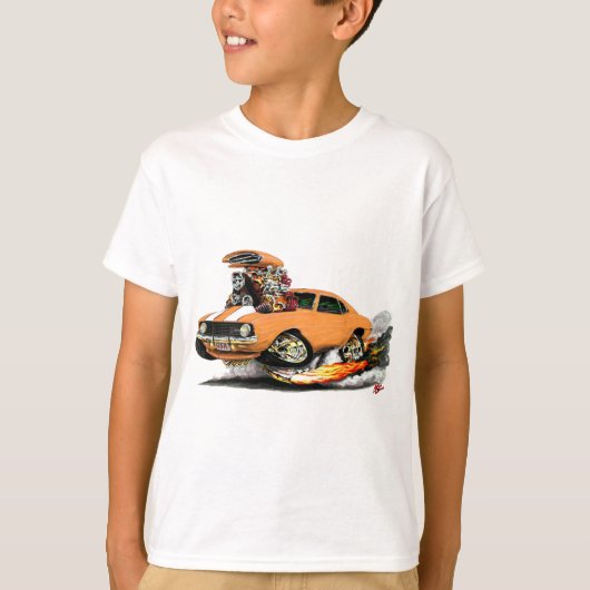 1969年のCamaro Z28のオレンジ白の車 Tシャツ (正面)