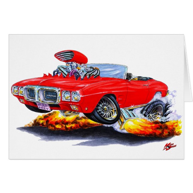 1969年のFirebirdの赤いコンバーチブル (正面横)