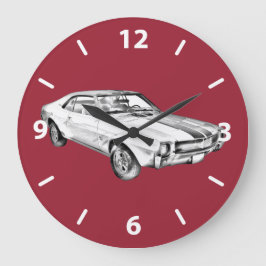 1969年式AMC Javlin マッスルカーイラスト ラージ壁時計