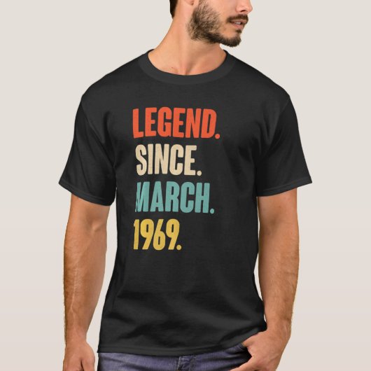 1969年3月から続くレジェンド 53歳の誕生日 Tシャツ (正面)