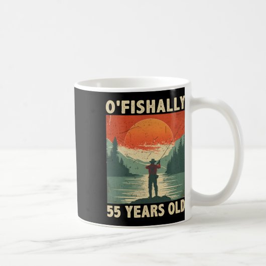 1969年55歳の釣り人 55歳の誕生日 コーヒーマグカップ (右)