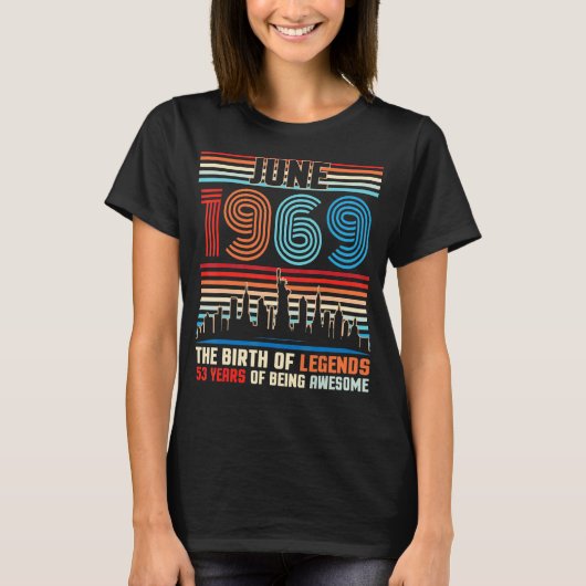 1969年6月伝説の誕生日53ベインの年 Tシャツ (正面)