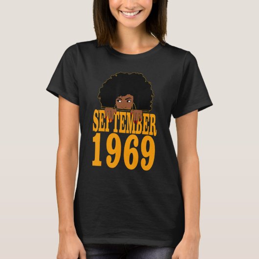 1969年9月53日誕生日53歳黒番 Tシャツ (正面)