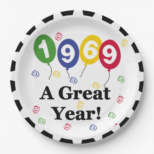1969年A年間誕生日素晴らし紙プレート ペーパープレート (正面)