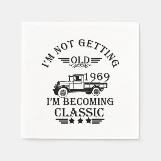 1969生まれ年のヴィンテージ生誕生月贈り物 スタンダードカクテルナプキン (正面)