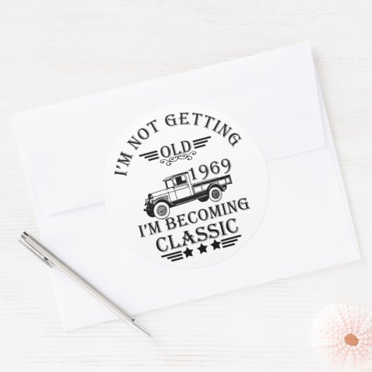 1969生まれ年のヴィンテージ生誕生月贈り物 ラウンドシール (封筒)