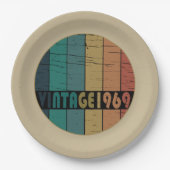 1969生まれ年のヴィンテージ誕生日ギフト ペーパープレート (正面)