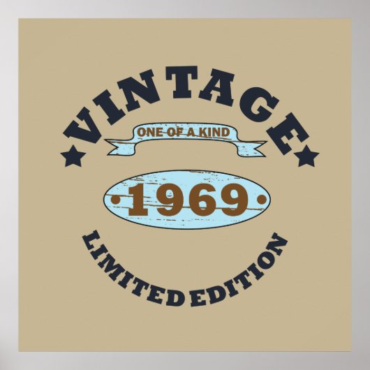 1969生まれ年のヴィンテージ誕生日ギフト ポスター (正面)