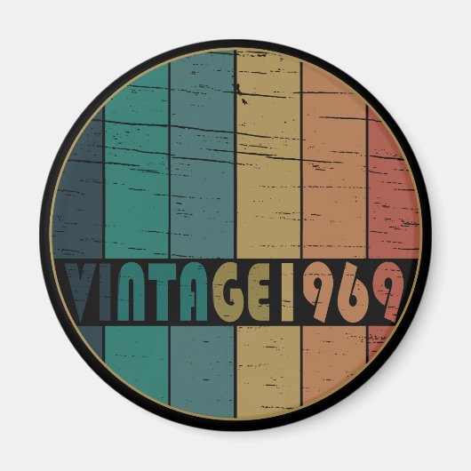 1969生まれ年のヴィンテージ誕生日ギフト マグネット (正面)