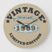 1969生まれ年のヴィンテージ誕生日ギフト ラージ壁時計 (正面)